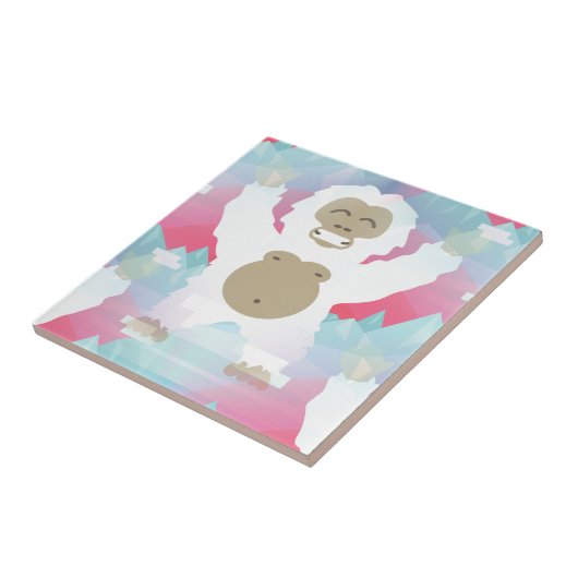 roze yeti tegeltje (Zijkant)