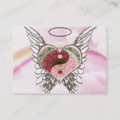 Roze Yin Yang Heart Angel Wings Waterverf Visitekaartje (Voorkant)