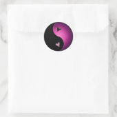 roze yin yang ronde sticker (Tas)