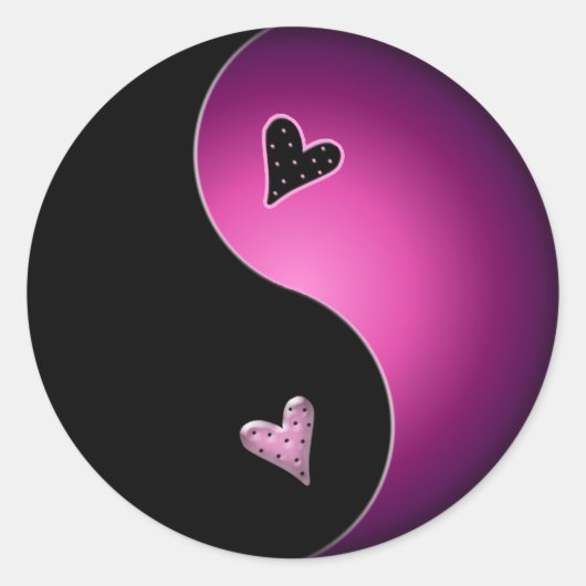 roze yin yang ronde sticker (Voorkant)