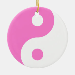 Roze Yin Yang Symbol Keramisch Ornament