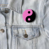 Roze Yin Yang Symbol Ronde Button 5,7 Cm (In situ)