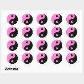 Roze Yin Yang Symbol Ronde Sticker (Vel)
