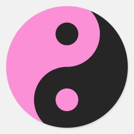 Roze Yin Yang Symbol Ronde Sticker (Voorkant)