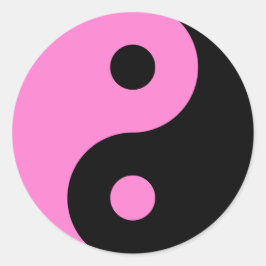 Roze Yin Yang Symbol Ronde Sticker