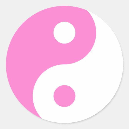 Roze Yin Yang Symbol Ronde Sticker (Voorkant)