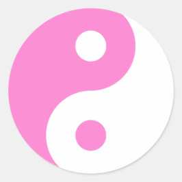 Roze Yin Yang Symbol Ronde Sticker