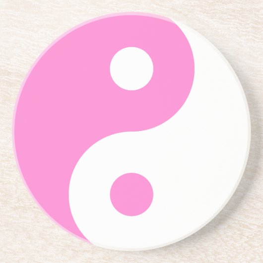 Roze Yin Yang Symbol Zandsteen Onderzetter (Voorkant)