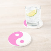 Roze Yin Yang Symbol Zandsteen Onderzetter (Zijkant)