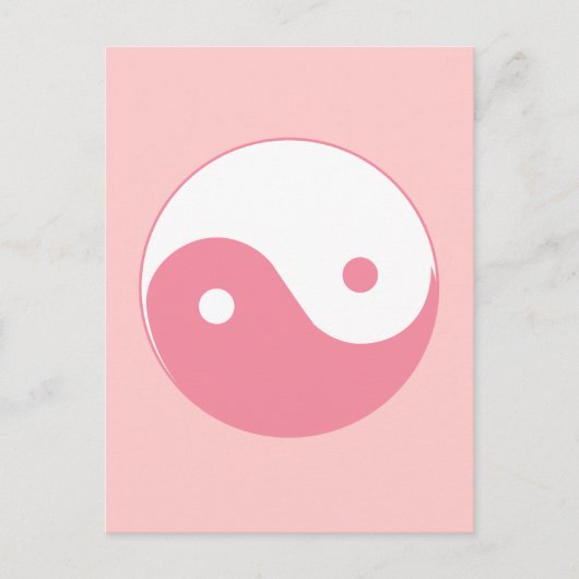 Roze Yin-Yang-symbool Briefkaart (Voorkant)