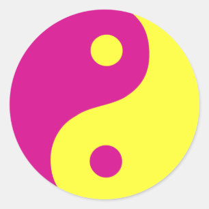 Roze Yin Yang Taoïstisch Symbool Ronde Sticker