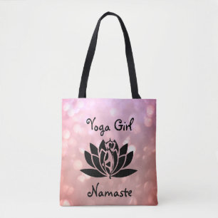  roze Yoga Girl Namaste design Tote Bag