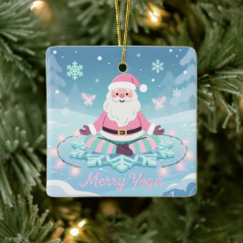 Roze Yoga Kerstman Meditatie Kerstmis Keramisch Ornament