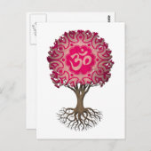 Roze Yoga Om Tree of Life Briefkaart (Voorkant / Achterkant)