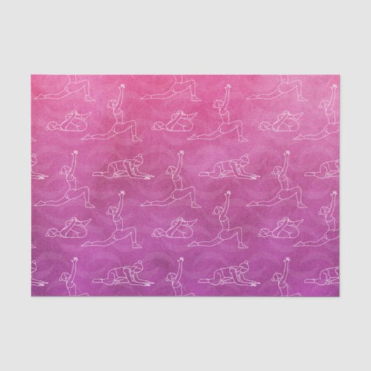 Roze Yoga Posities (Design 58 Roze Serie) Tissuepapier (Voorkant)