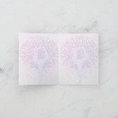 Roze Yoga Tree Vrouw in parelkleuren Kaart (Binnen)