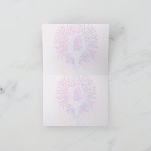Roze Yoga Tree Vrouw in parelkleuren Kaart (Binnen)