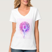 Roze Yoga Tree Vrouw in parelkleuren T-shirt (Voorkant)