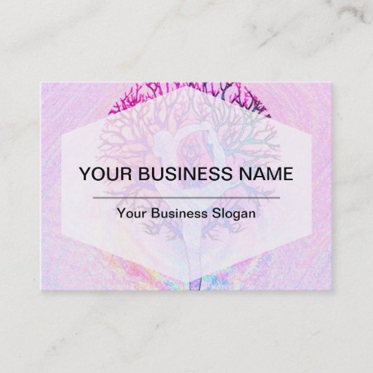 Roze Yoga Tree Vrouw in parelkleuren Visitekaartje (Voorkant)