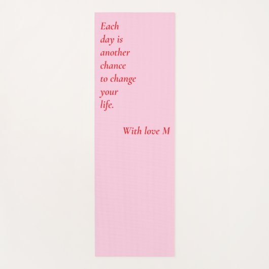 Roze yogamat met Inspirerend quote (Voorkant)