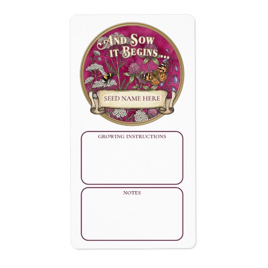 Roze Zaadpakketlabel - Aangepaste Tuinsticker Etiket (Voorkant)