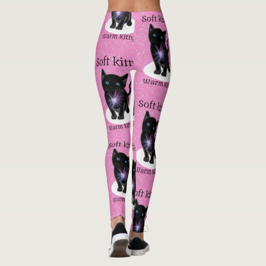 Roze zacht kat leggings (Achterkant)