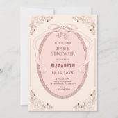 Roze zacht klassiek romantisch baby shower kaart (Voorkant)