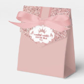 Roze zacht prinses glitter sparkle baby shower bedankdoosjes (Voorkant Zijde)