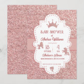 Roze zacht prinses glitter sparkle baby shower kaart (Voorkant / Achterkant)