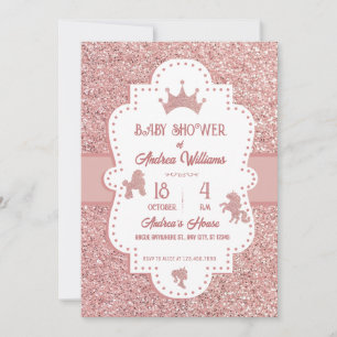 Roze zacht prinses glitter sparkle baby shower kaart