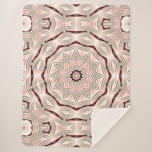 Roze, zacht roze, wit en bruin mandala. sherpa deken (Voorkant)