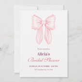 Roze zacht strikje lint vrijgezellenfeest kaart (Voorkant)