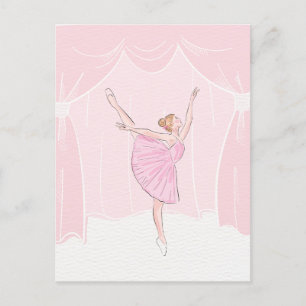 Roze zachte ballerina ballet briefkaart