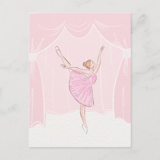 Roze zachte ballerina ballet briefkaart (Voorkant)