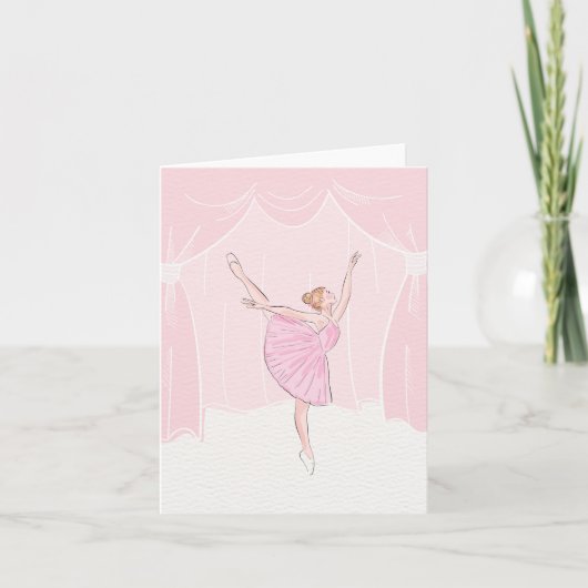Roze zachte ballerina ballet kaart (Voorkant)