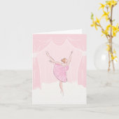Roze zachte ballerina ballet kaart (Gele Bloem)