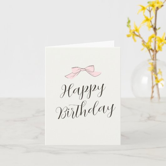 Roze zachte boog verjaardag kaart (Gele Bloem)