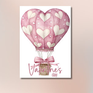 Roze zachte hartballon Gelukkige Valentijnsdag Feestdagenkaart