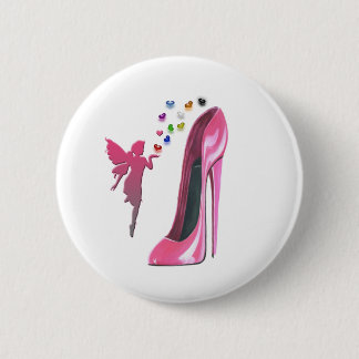 Roze, zachte harten en Stiletto-schopkunst Ronde Button 5,7 Cm