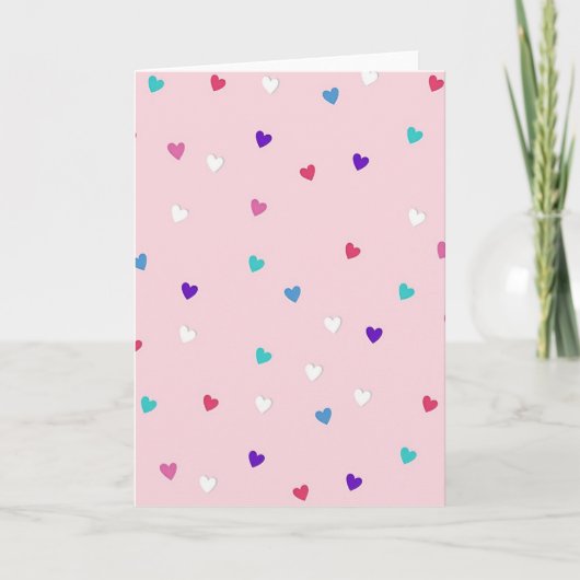 Roze Zachte Hartjes Kaart (Voorkant)