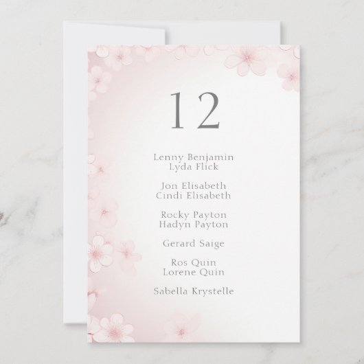  Roze Zachte Kersenbloesem Tafelstoel Kaart (Voorkant)