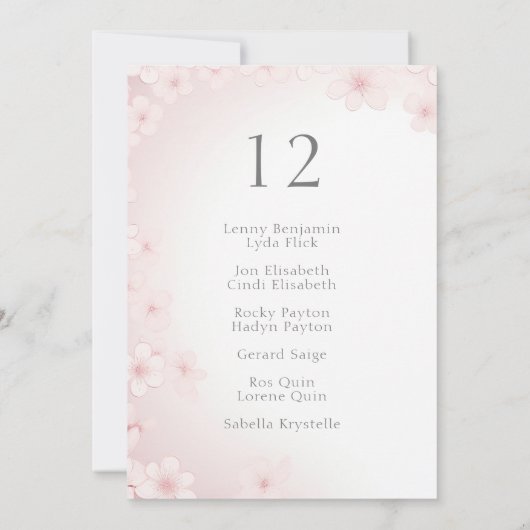 Roze Zachte Kersenbloesem Tafelstoel Kaart (Achterkant)