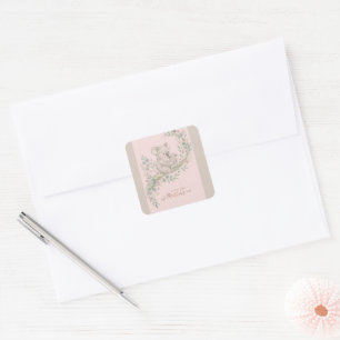 Roze, zachte koalamama en joey vierkante sticker