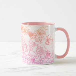 Roze zachte madeliefjespatroon koffiemok mok