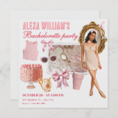 Roze zachte mode collage foto bachelorette kaart (Voorkant / Achterkant)