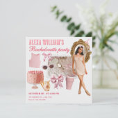 Roze zachte mode collage foto bachelorette kaart (Staand voorkant)