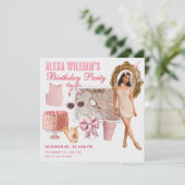 Roze zachte mode collage foto verjaardag kaart (Staand voorkant)