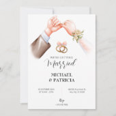 Roze zachte paar ring bruiloft Uitnodiging (Voorkant)