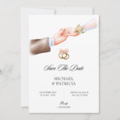 Roze zachte paar ring bruiloft Uitnodiging (Voorkant)