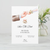 Roze zachte paar ring bruiloft Uitnodiging (Staand voorkant)
